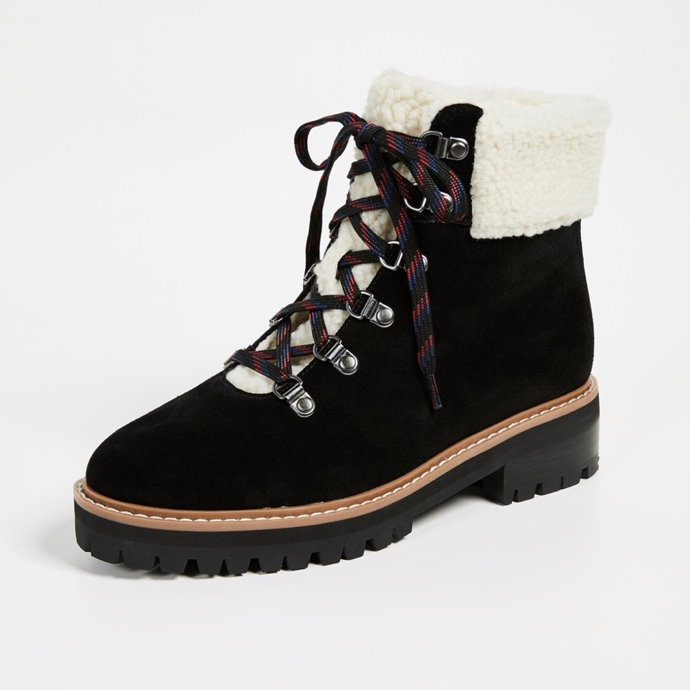 ShopBop Black combat boot with shearling
